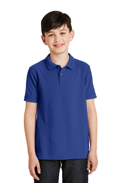 Front View of Royal Port Authority Youth Silk Touch Polo. Y500