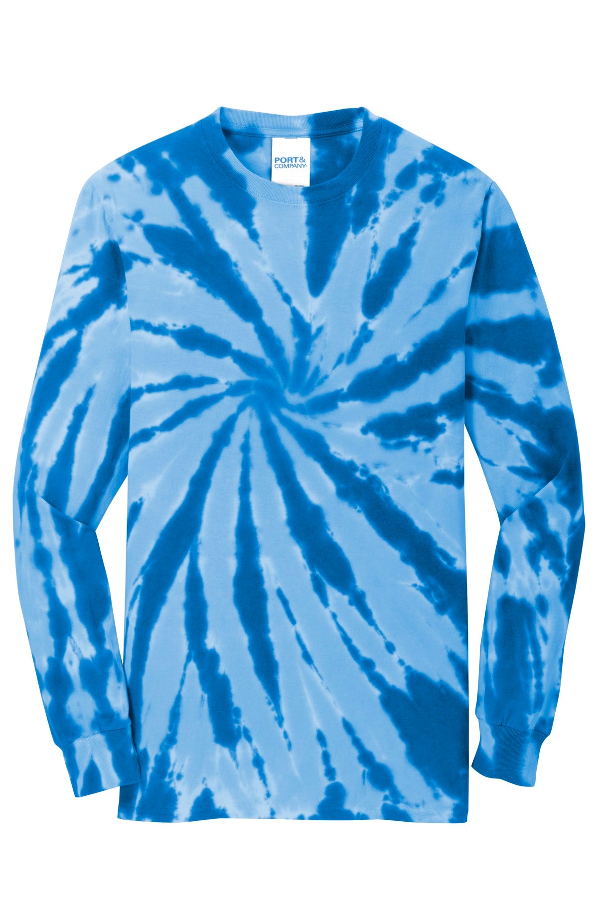 Front View of Royal Port & Company Tie-Dye Long Sleeve Tee. PC147LS