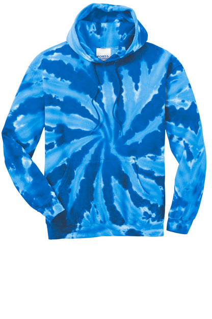 Front View of Royal Port & Company Tie-Dye Pullover Hooded Sweatshirt. PC146
