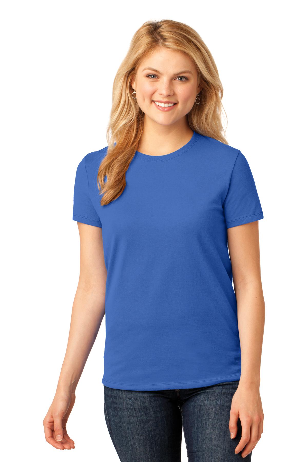 Front View of Royal Port & Company Women's Core Cotton Tee. LPC54