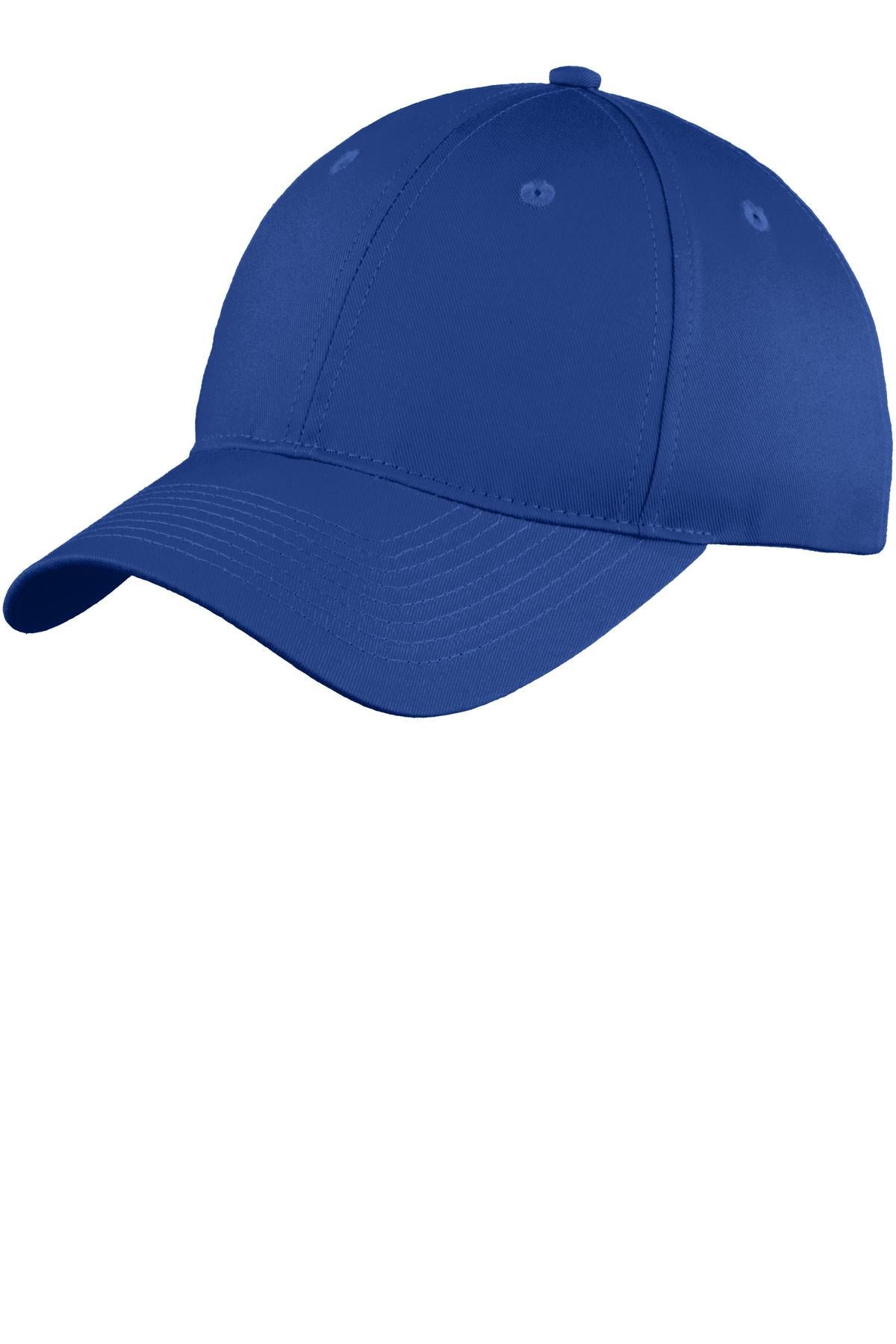 Front View of Royal Port & Company Youth Six-Panel Unstructured Twill Cap. YC914