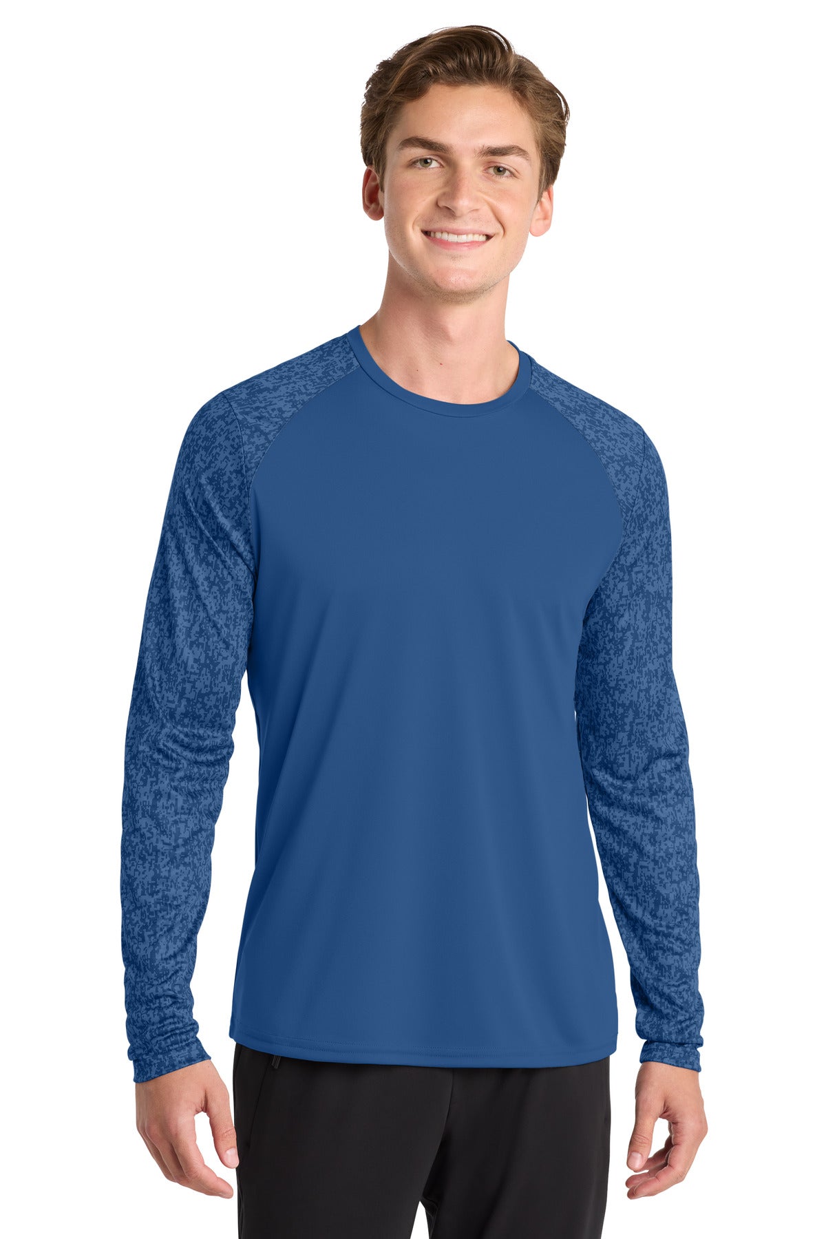 Front View of Royal Sport-Tek Long Sleeve Digi Camo Tee. ST460LS