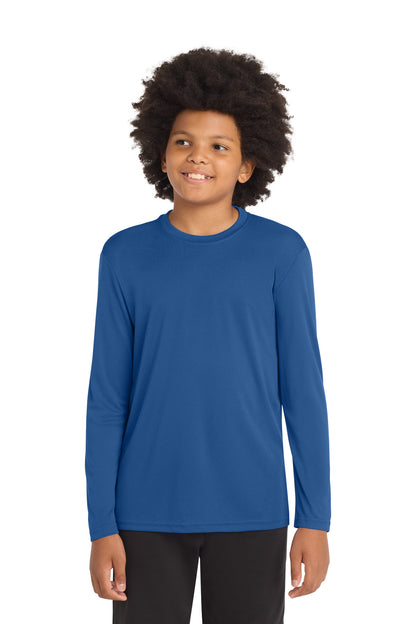 Front View of Royal Sport-Tek Youth Long Sleeve PosiCharge Competitor Tee. YST350LS