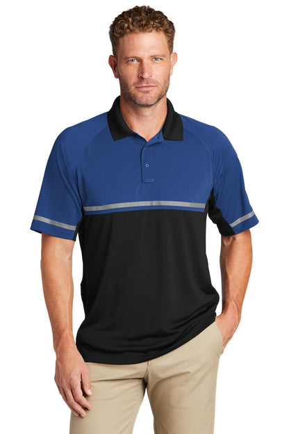 Front View of Royal/Black CornerStone Select Lightweight Snag-Proof Enhanced Visibility Polo CS423