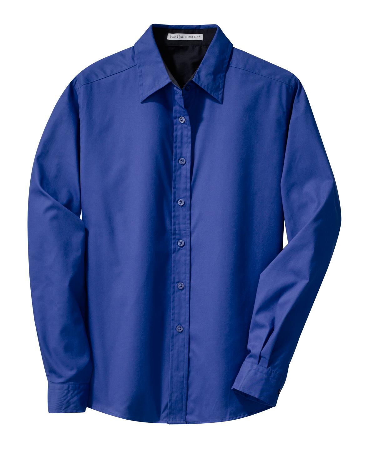 Front View of Royal/Cl Navy Port Authority Women's Long Sleeve Easy Care Shirt. L608