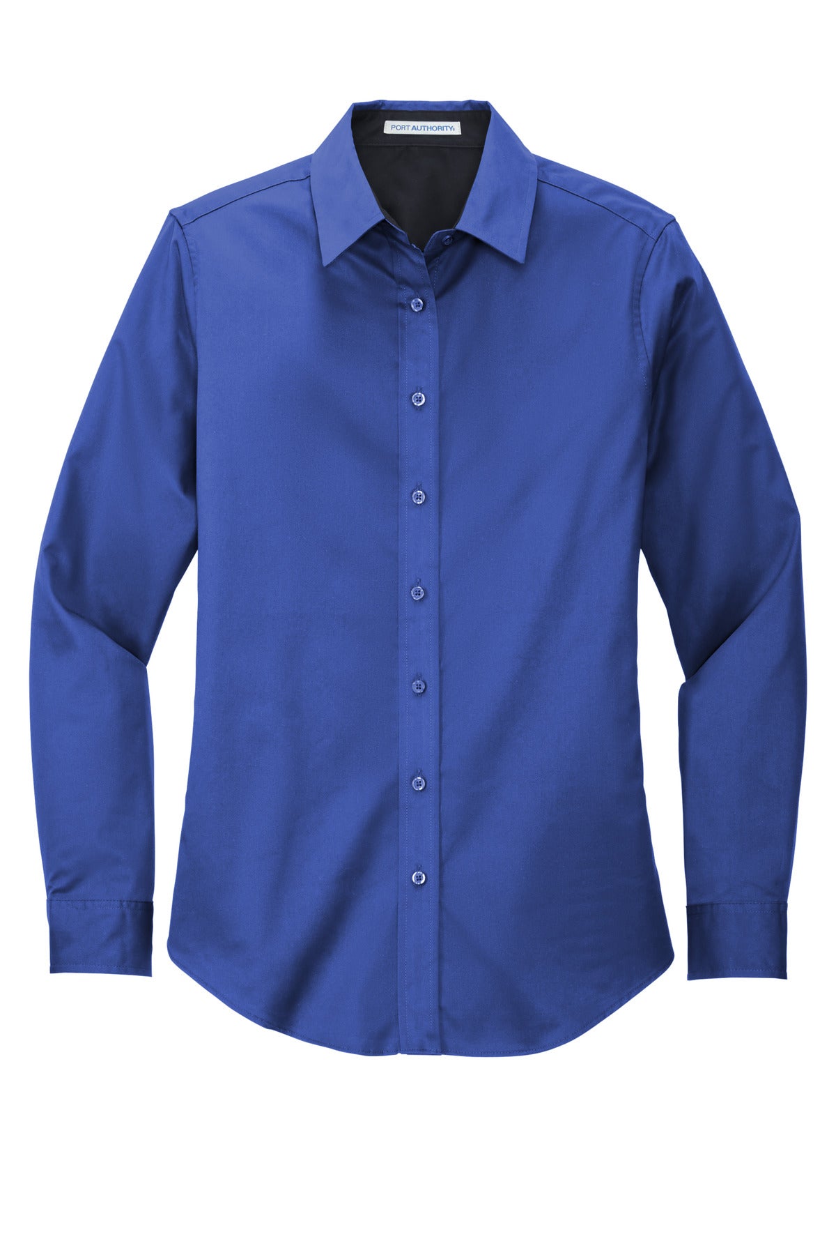 Front View of Royal/Cl Navy Port Authority Women's Long Sleeve Easy Care Shirt. L608