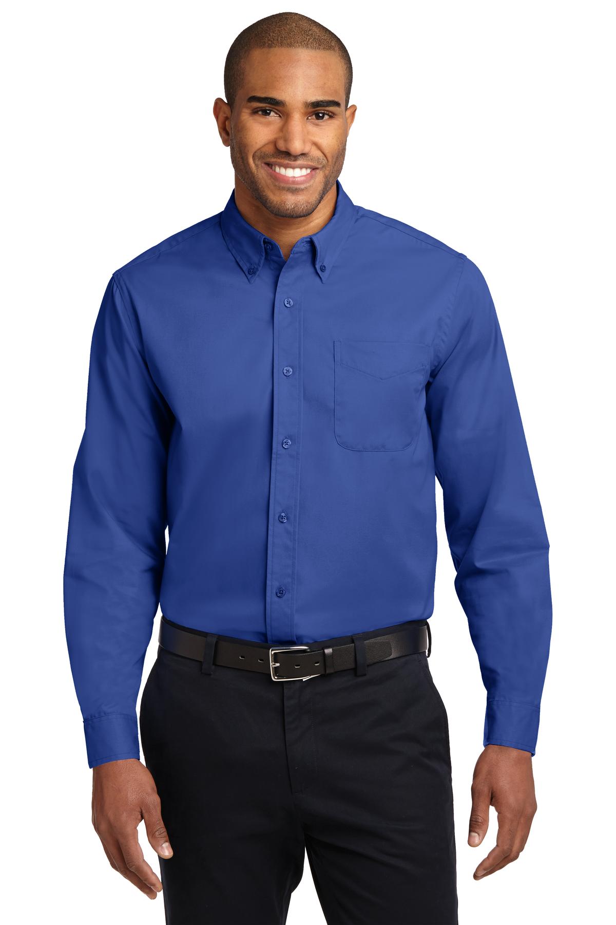Front View of Royal/Cls Navy Port Authority Extended Size Long Sleeve Easy Care Shirt S608ES