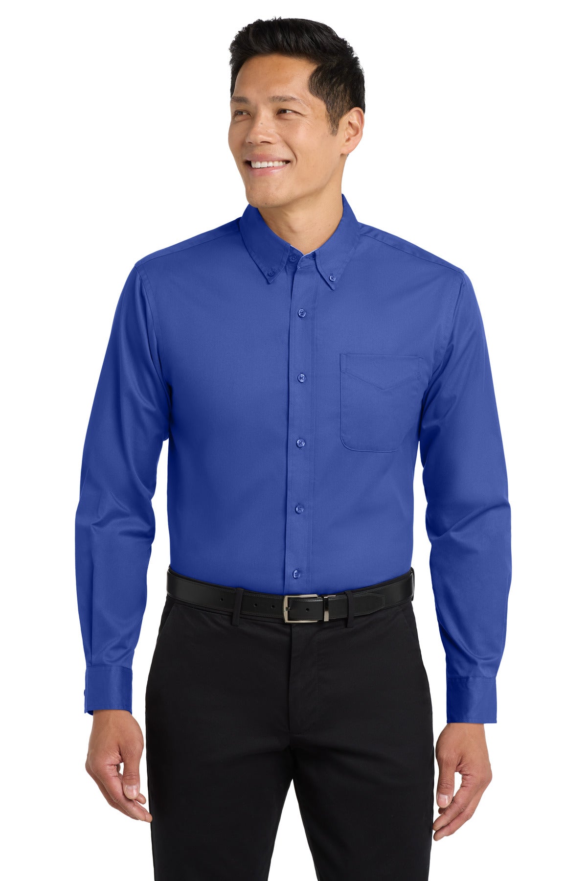 Front View of Royal/Cls Navy Port Authority Extended Size Long Sleeve Easy Care Shirt S608ES