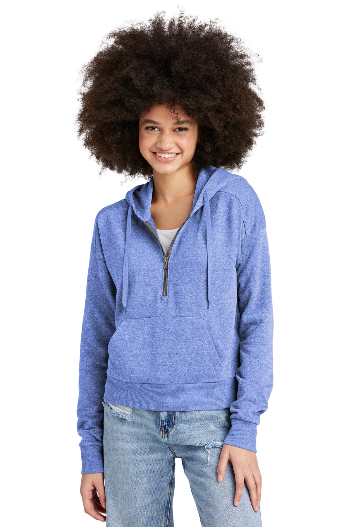Front View of RoyalFrost District Women's Perfect Tri Fleece 1/2-Zip Pullover DT1311