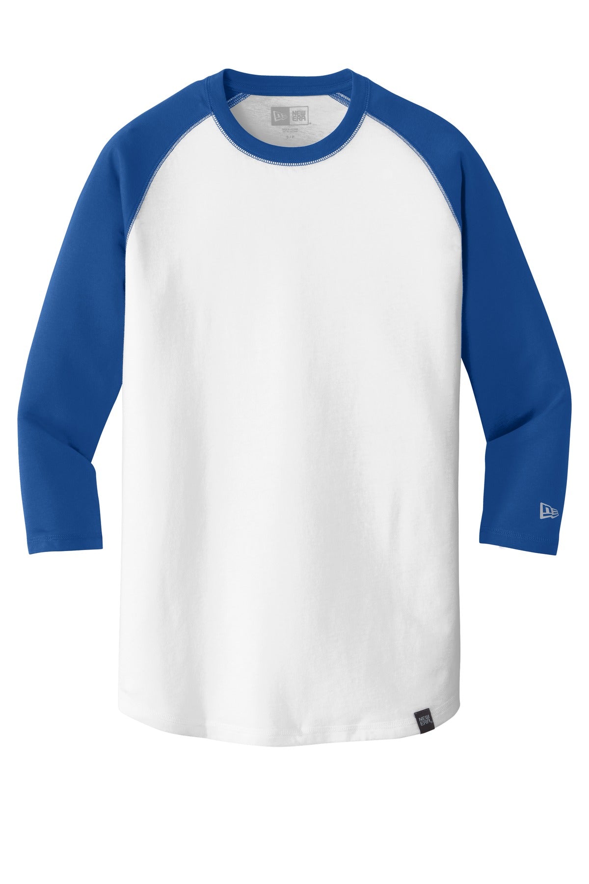 Front View of Royal/White New Era Heritage Blend 3/4-Sleeve Baseball Raglan Tee. NEA104