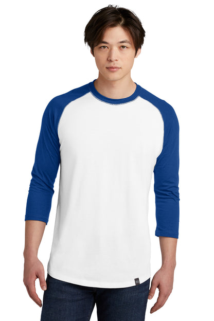 Front View of Royal/White New Era Heritage Blend 3/4-Sleeve Baseball Raglan Tee. NEA104