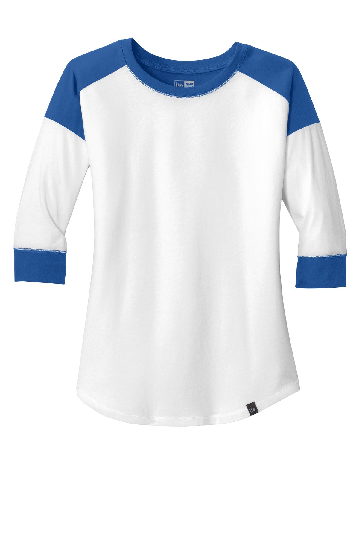 Front View of Royal/White New Era Women's Heritage Blend 3/4-Sleeve Baseball Raglan Tee. LNEA104