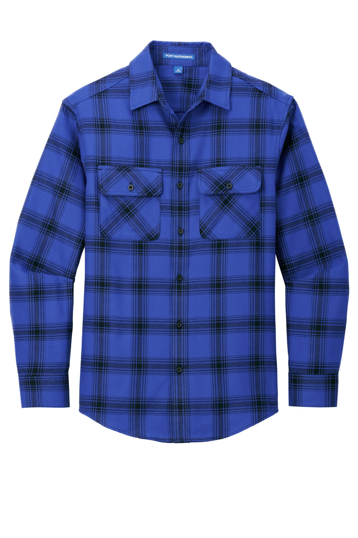 Front View of Ry/BkOpPld Port Authority Plaid Flannel Shirt. W668
