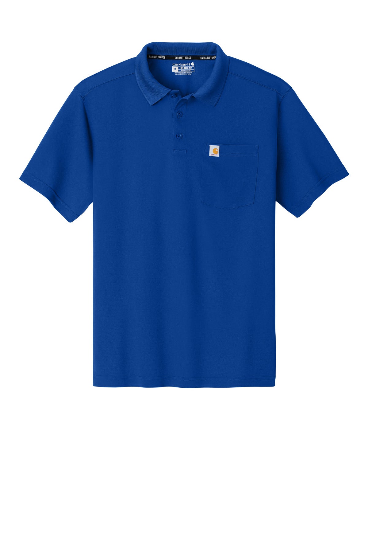 Front View of RylGlassBl Carhartt Force Snag-Resistant Pocket Polo CT106880