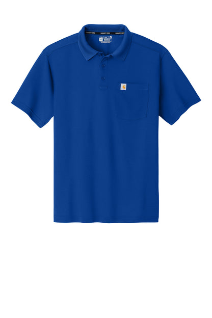 Front View of RylGlassBl Carhartt Force Snag-Resistant Pocket Polo CT106880
