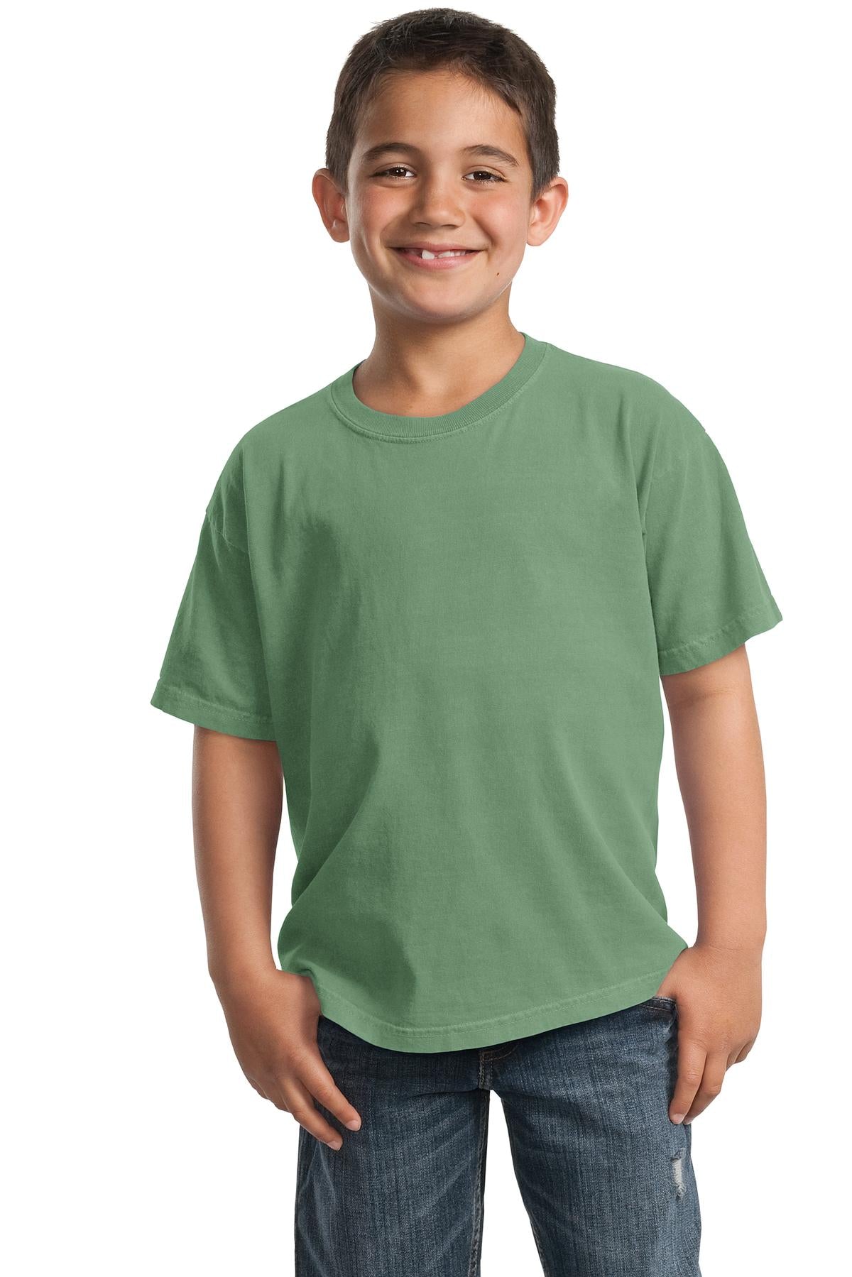 Front View of Safari Port & Company Youth Beach Wash Garment-Dyed Tee. PC099Y
