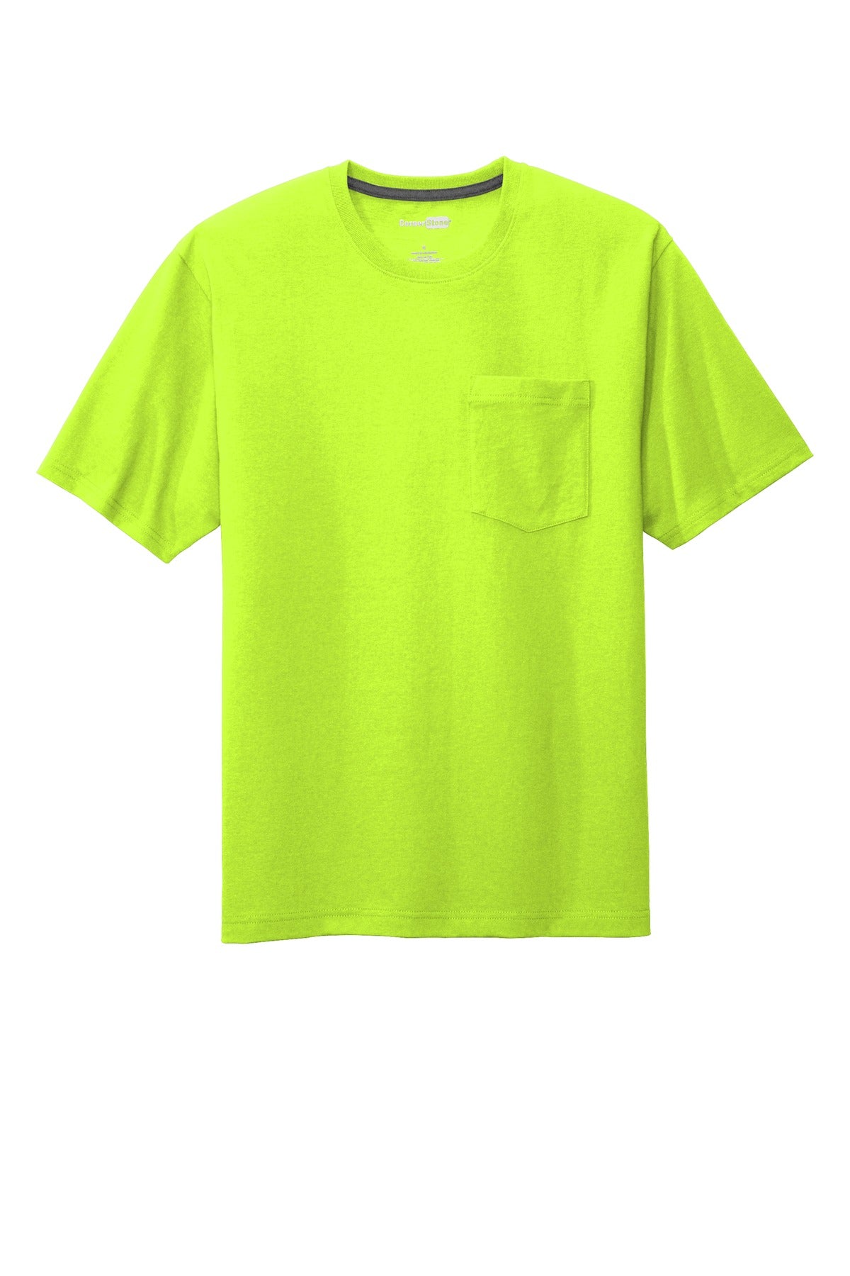 Front View of Safety Green CornerStone Workwear Pocket Tee CS430