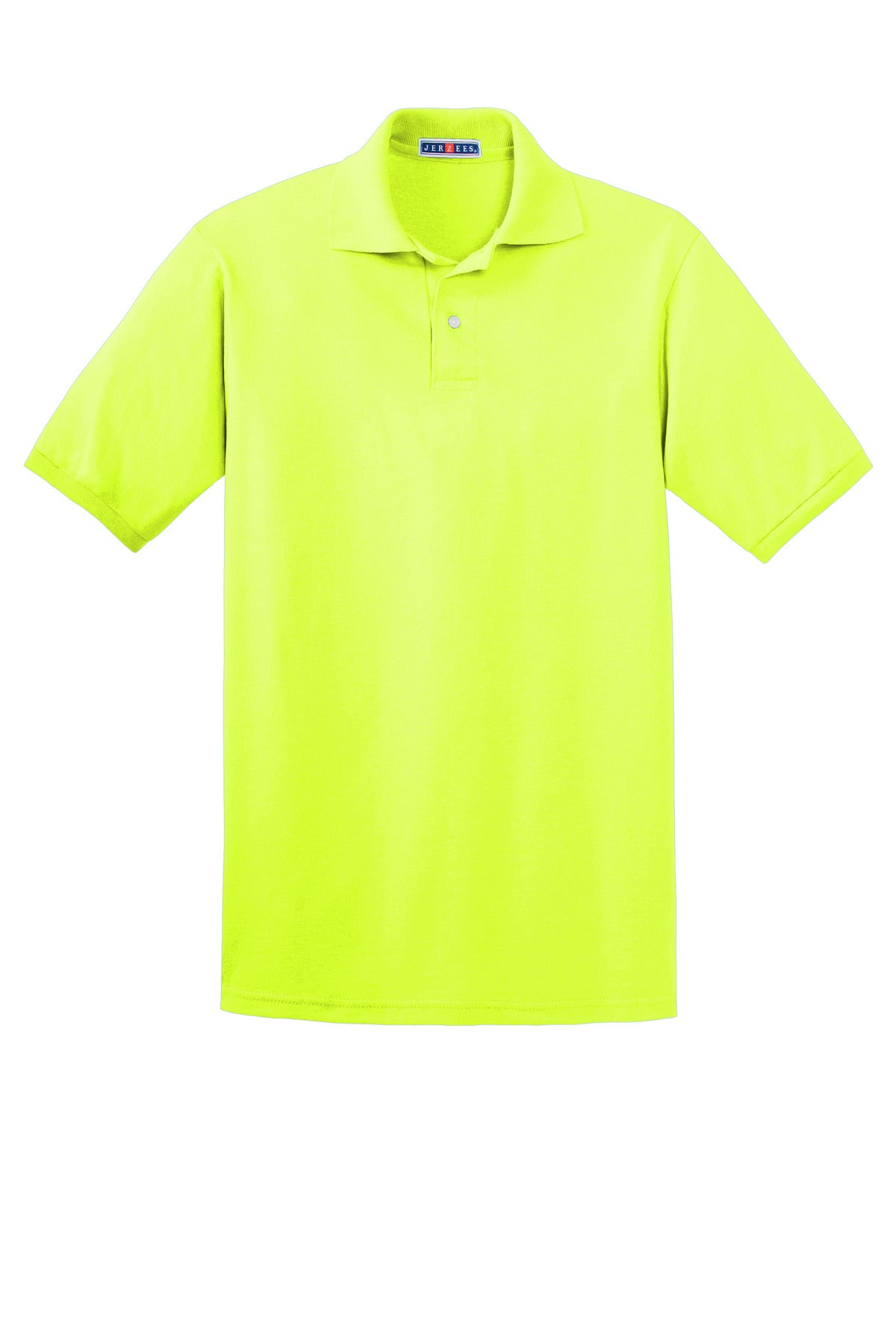 Front View of Safety Green Jerzees Dri-Power Sport Shirt. 437M