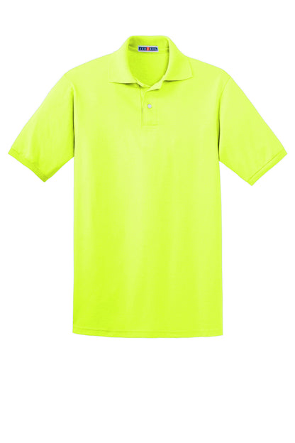 Front View of Safety Green Jerzees Dri-Power Sport Shirt. 437M