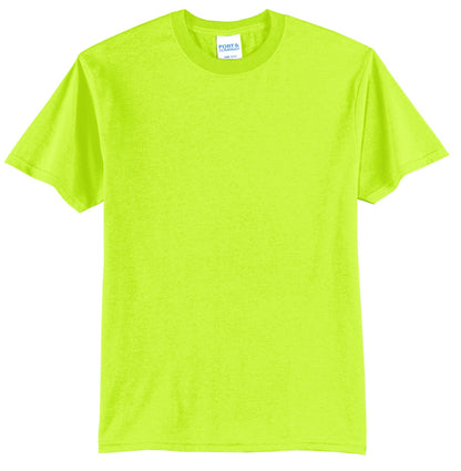 Front View of Safety Green Port & Company Tall Core Blend Tee. PC55T