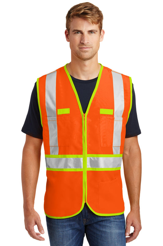 Front View of Safety Orange CornerStone - ANSI 107 Class 2 Dual-Color Safety Vest. CSV407