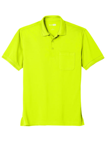 Front View of Safety Yellow CornerStone Industrial Snag-Proof Pique Pocket Polo. CS4020P