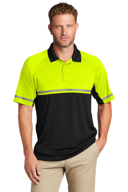 Front View of Safety Ylw/Blk CornerStone Select Lightweight Snag-Proof Enhanced Visibility Polo CS423