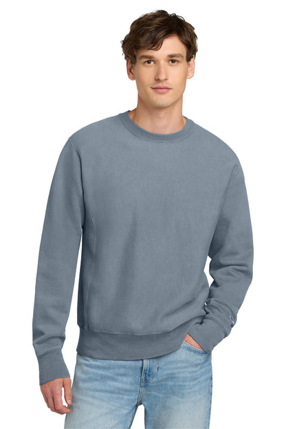 Front View of Saltwater Champion Reverse Weave Garment-Dyed Crewneck Sweatshirt. GDS149