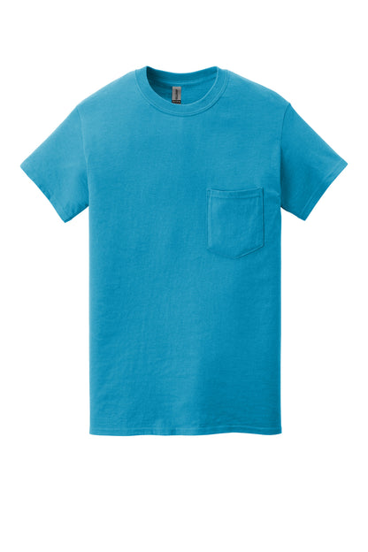 Front View of Sapphire Gildan Heavy Cotton 100% Cotton Pocket T-Shirt. 5300