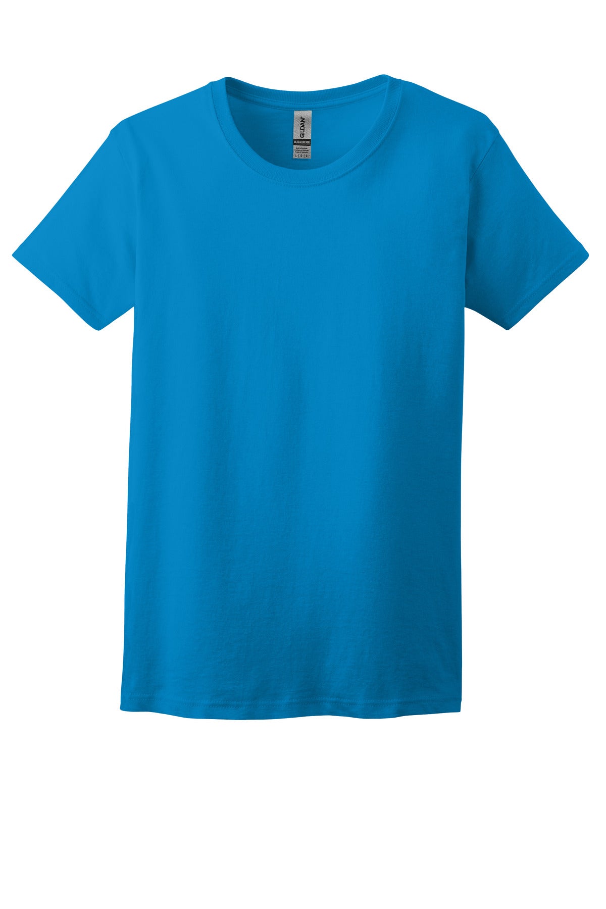 Front View of Sapphire Gildan Women's Ultra Cotton 100% US Cotton T-Shirt. 2000L