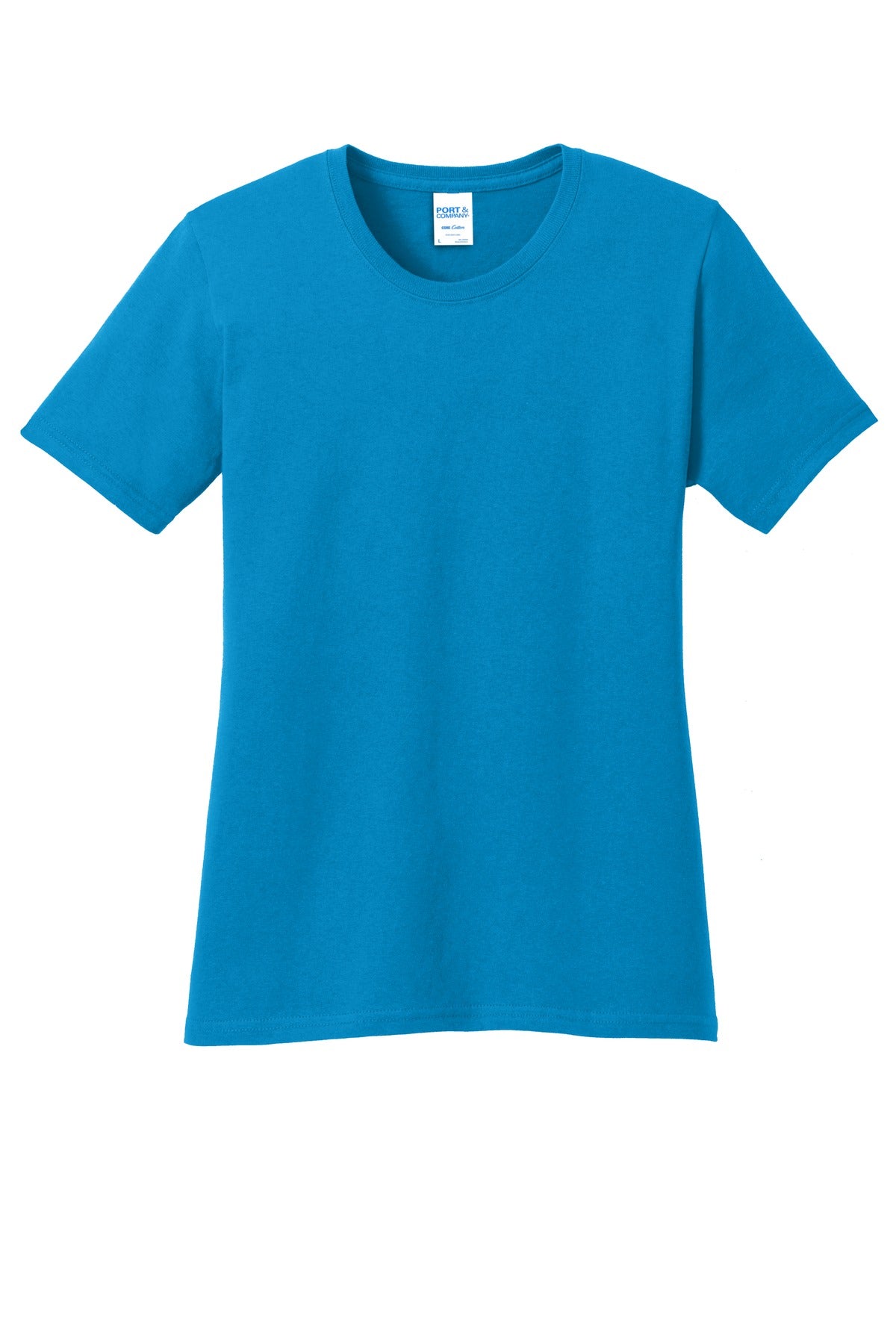 Front View of Sapphire Port & Company Women's Core Cotton Tee. LPC54