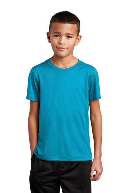 Front View of Sapphire Sport-Tek Youth Posi-UV Pro Tee. YST420