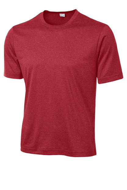 Front View of Scarlet Hthr Sport-Tek Tall Heather Contender Tee. TST360