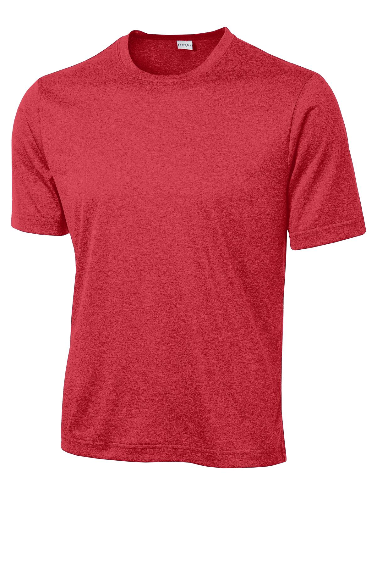 Front View of Scarlet Hthr Sport-Tek Youth Heather Contender Tee. YST360