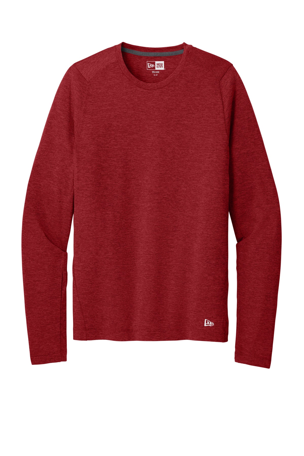 Front View of Scarlet New Era Series Performance Long Sleeve Crew Tee. NEA201