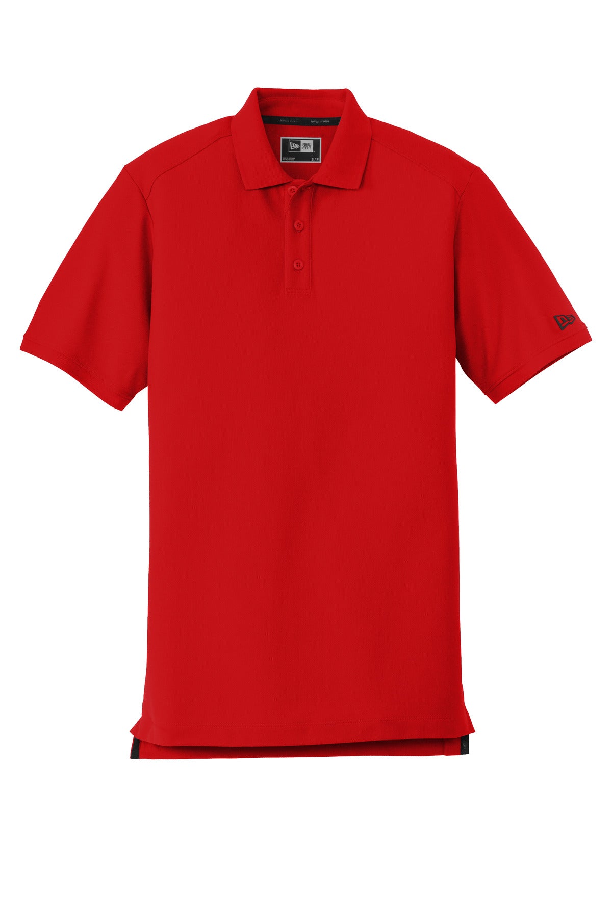 Front View of Scarlet New Era Venue Home Plate Polo. NEA300