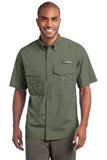 Front View of Seagrass Green Eddie Bauer - Short Sleeve Fishing Shirt. EB608