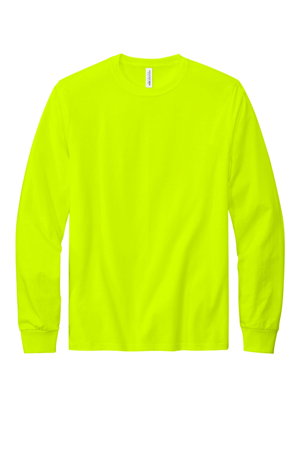Front View of SftyGrn Volunteer Knitwear All-American Long Sleeve Tee VL100LS