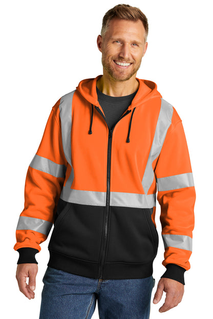 Front View of SftyOrg CornerStone A107 Class 3 Heavy-Duty Fleece Full-Zip Hoodie CSF300