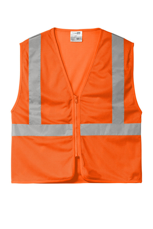 Front View of SftyOrg CornerStone ANSI 107 Class 2 Economy Mesh Zippered Vest. CSV101