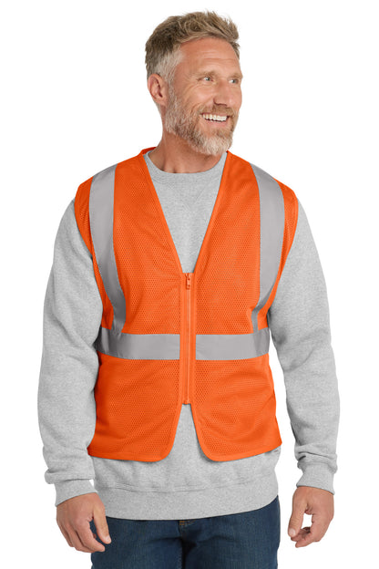Front View of SftyOrg CornerStone ANSI 107 Class 2 Economy Mesh Zippered Vest. CSV101