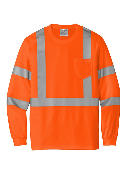 Front View of SftyOrg CornerStone ANSI 107 Class 3 Mesh Long Sleeve Tee. CS203