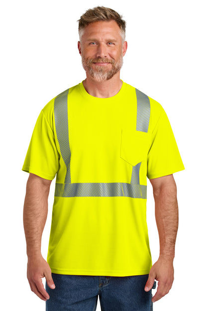 Front View of SftyYellow CornerStone ANSI 107 Class 2 Segmented Tape Tee CS204