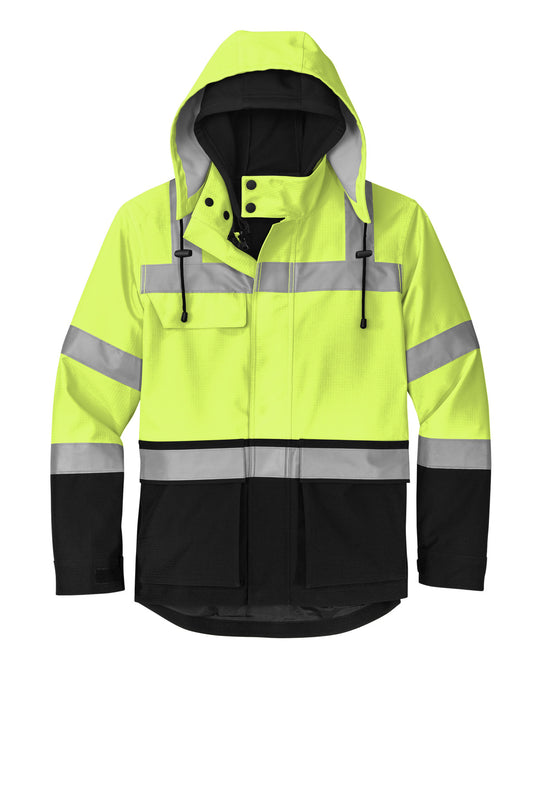 Front View of SftyYellow CornerStone ANSI 107 Class 3 Waterproof Ripstop 3-In-1 Parka CSJ502