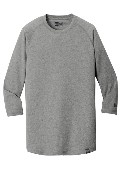 Front View of Shadow Grey He New Era Heritage Blend 3/4-Sleeve Baseball Raglan Tee. NEA104