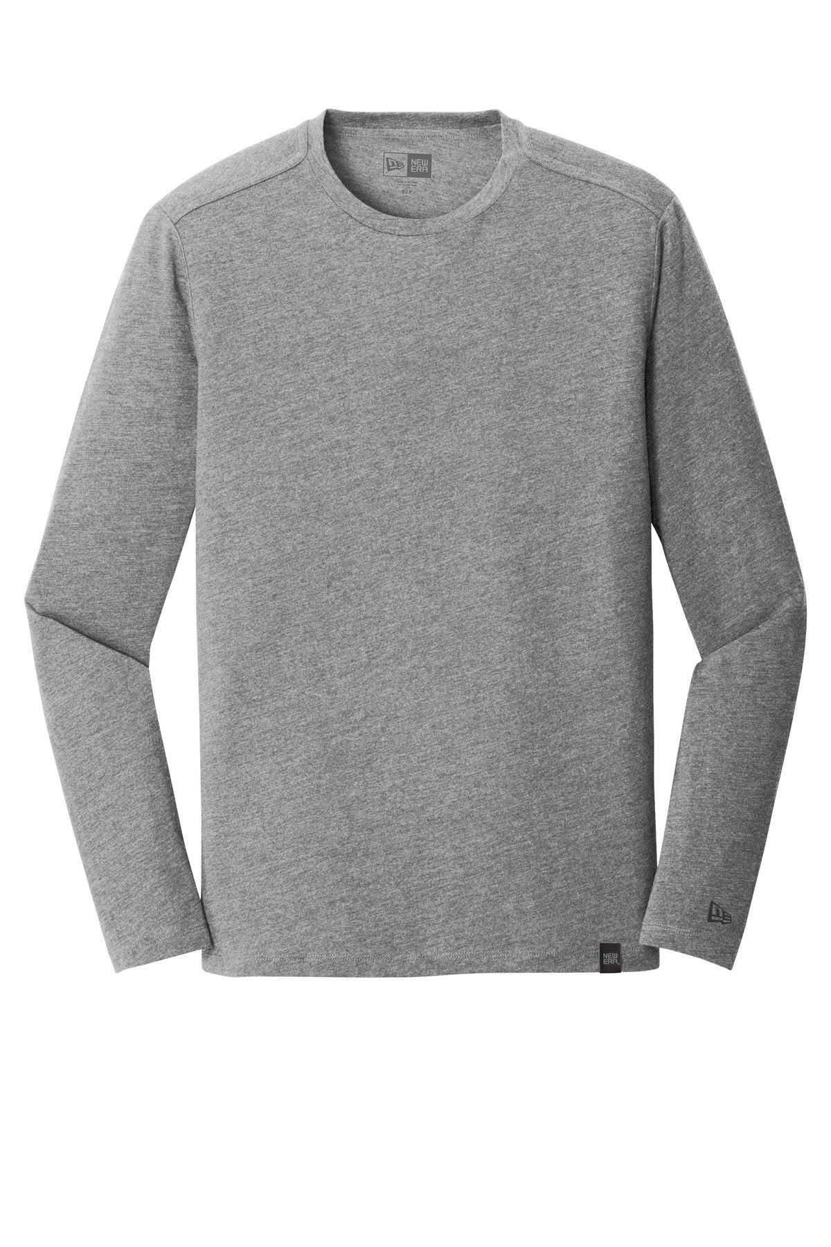 Front View of Shadow Grey He New Era Heritage Blend Long Sleeve Crew Tee. NEA102