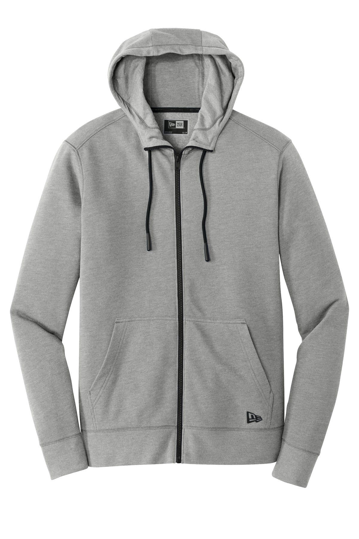 Front View of Shadow Grey He New Era Tri-Blend Fleece Full-Zip HoodieNEA511