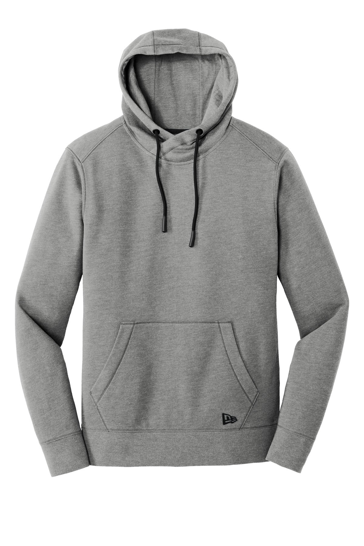 Front View of Shadow Grey He New Era Tri-Blend Fleece Pullover Hoodie. NEA510