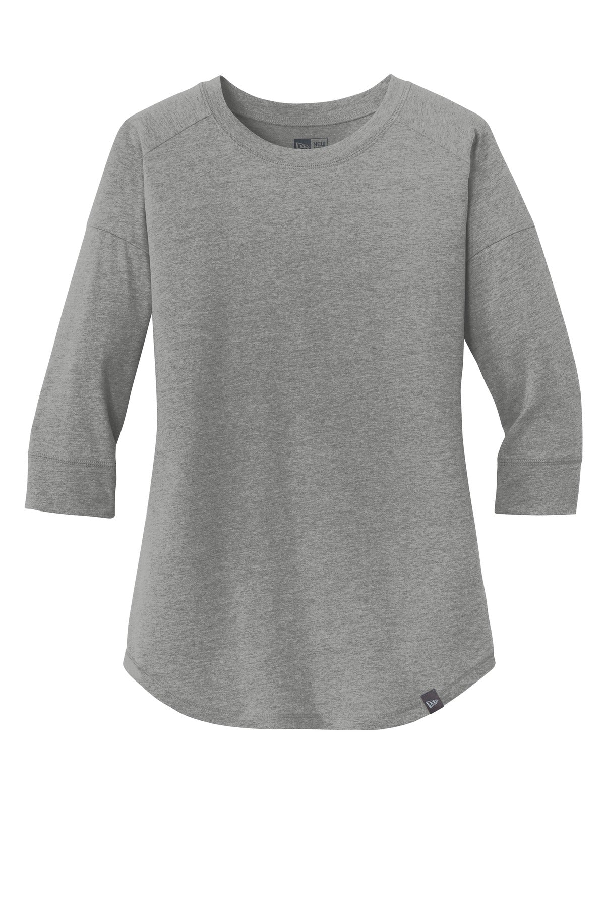 Front View of Shadow Grey He New Era Women's Heritage Blend 3/4-Sleeve Baseball Raglan Tee. LNEA104