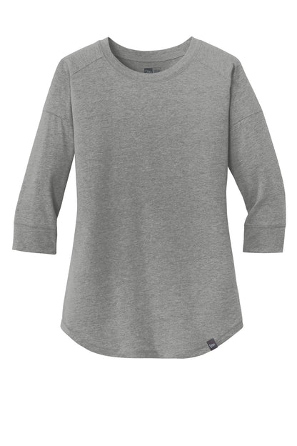 Front View of Shadow Grey He New Era Women's Heritage Blend 3/4-Sleeve Baseball Raglan Tee. LNEA104